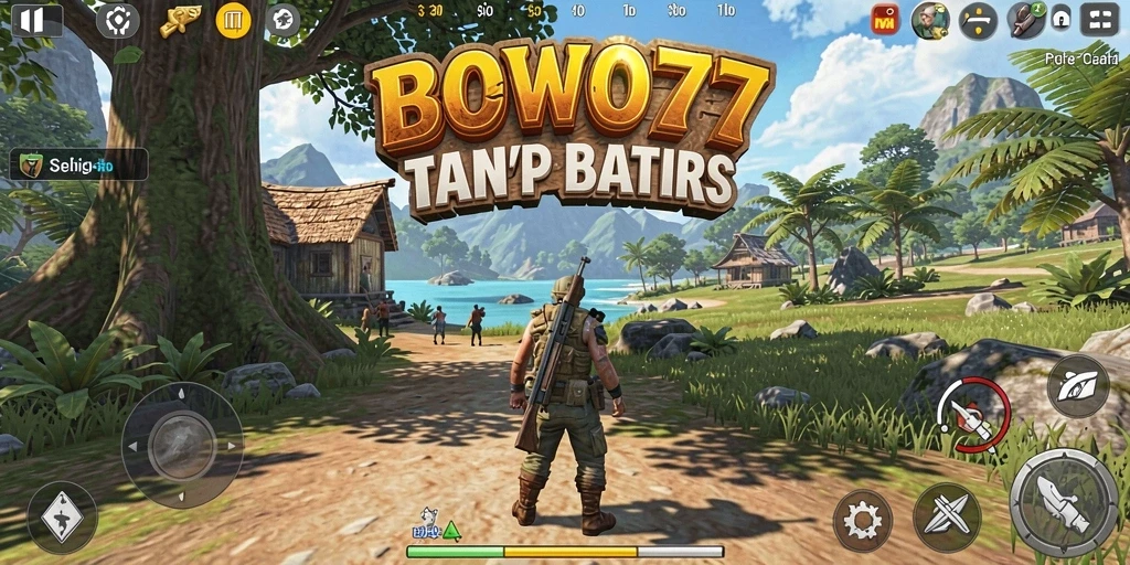 Tangkapan layar gameplay BOWO77 menampilkan petualangan dalam dunia terbuka.