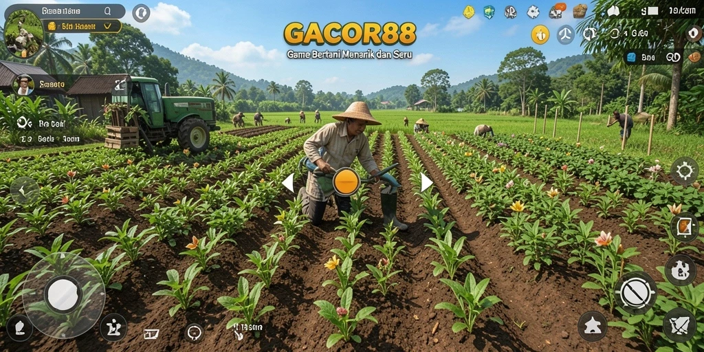 Screenshot gameplay GACOR88 menampilkan momen bertani yang seru.
