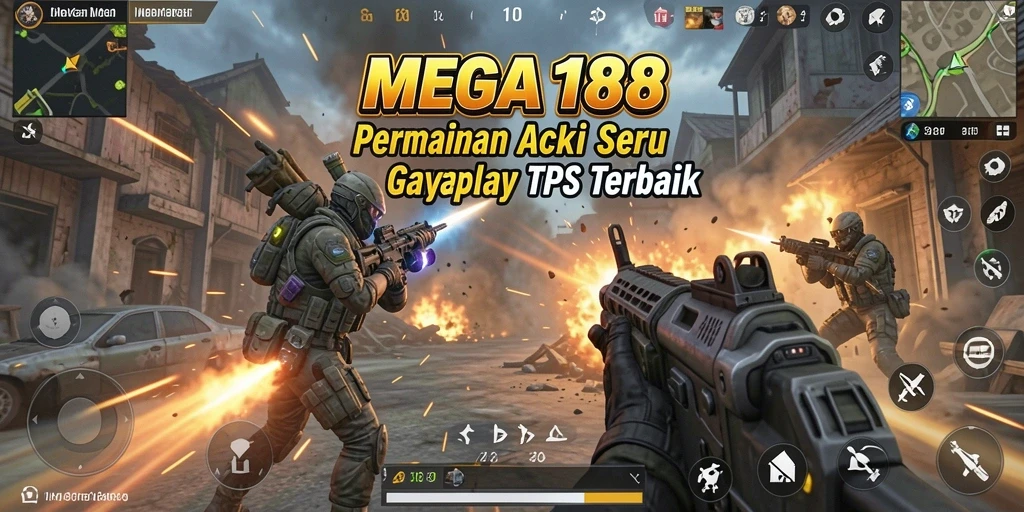 Tampilan gameplay TPS yang intens dan mendebarkan di MEGA188.