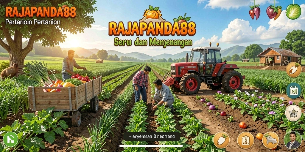 Tampilan gameplay seru di RAJAPANDA88 dengan aktivitas pertanian.