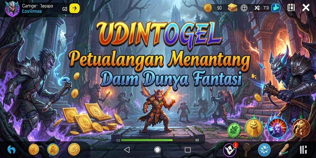 Tangkapan layar gameplay UDINTOGEL menampilkan aksi seru dalam petualangan fantastis.