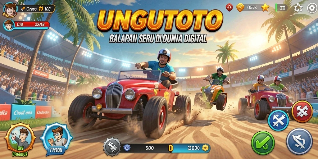 Gameplay seru dan mendebarkan di UNGUTOTO, balapan yang menantang.